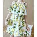 Summer Sleeveless Fresh Lemon Lovely Girl′s Dress